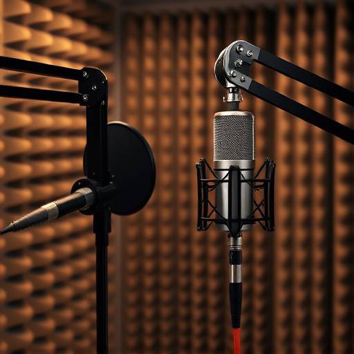Image of a professional microphone in a soundproof booth, representing voiceover work for commercials.